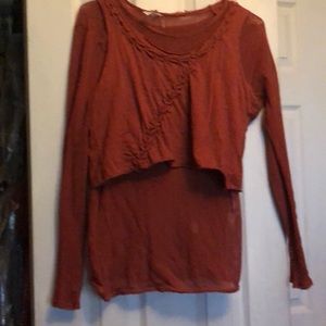 See thru blouse with braided trim crop